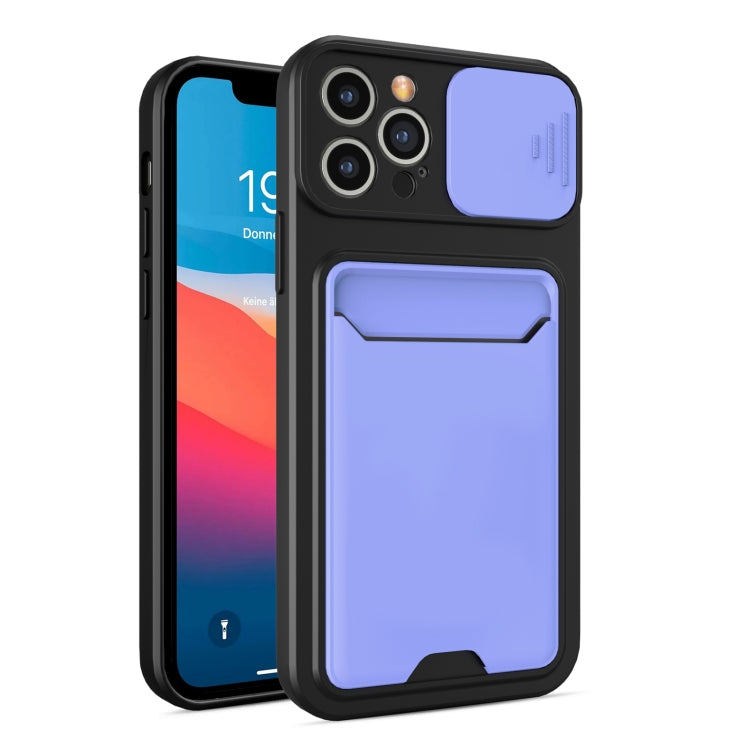 For iPhone 12 Pro Sliding Camera Cover Design TPU + PC Shockproof Phone Case with Card Slot