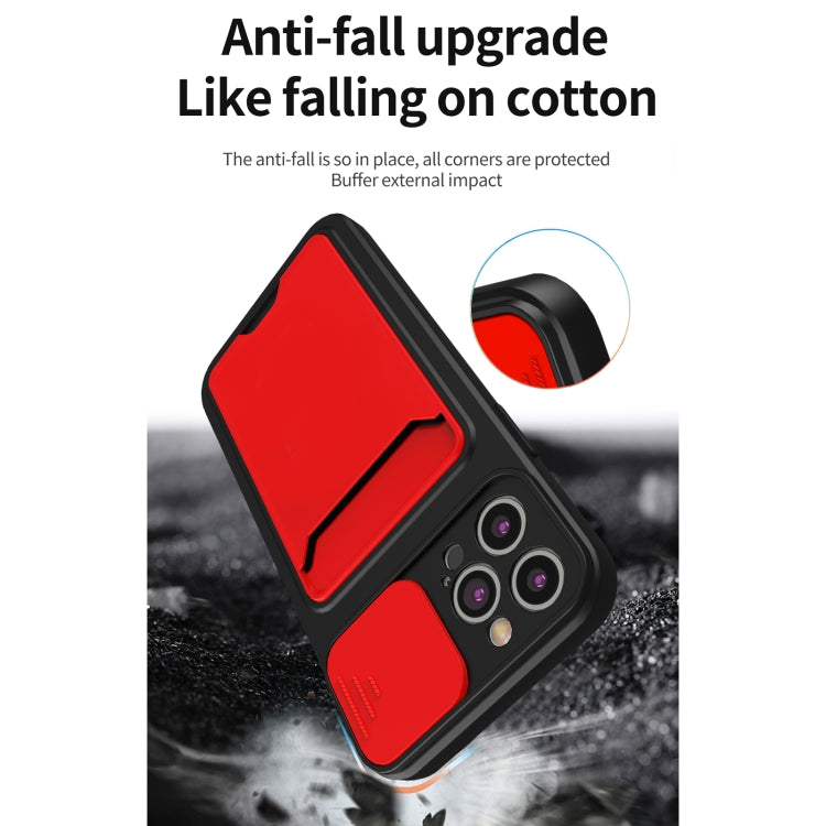 For iPhone 12 Pro Sliding Camera Cover Design TPU + PC Shockproof Phone Case with Card Slot
