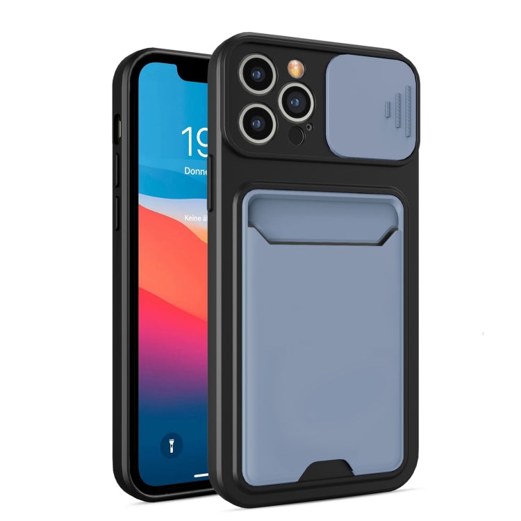 For iPhone 12 Pro Sliding Camera Cover Design TPU + PC Shockproof Phone Case with Card Slot