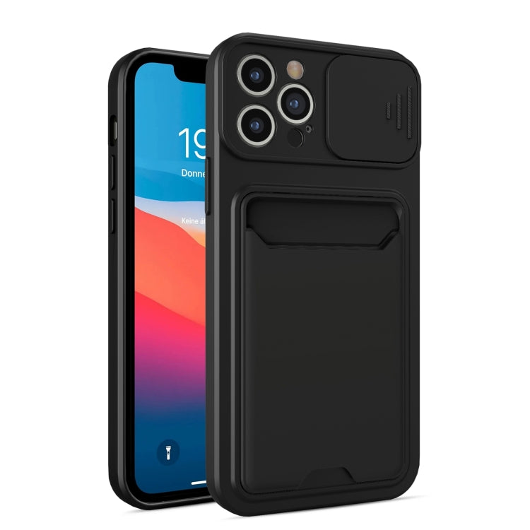 For iPhone 12 Pro Sliding Camera Cover Design TPU + PC Shockproof Phone Case with Card Slot
