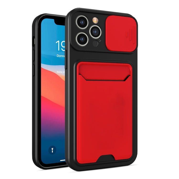 For iPhone 12 Pro Sliding Camera Cover Design TPU + PC Shockproof Phone Case with Card Slot