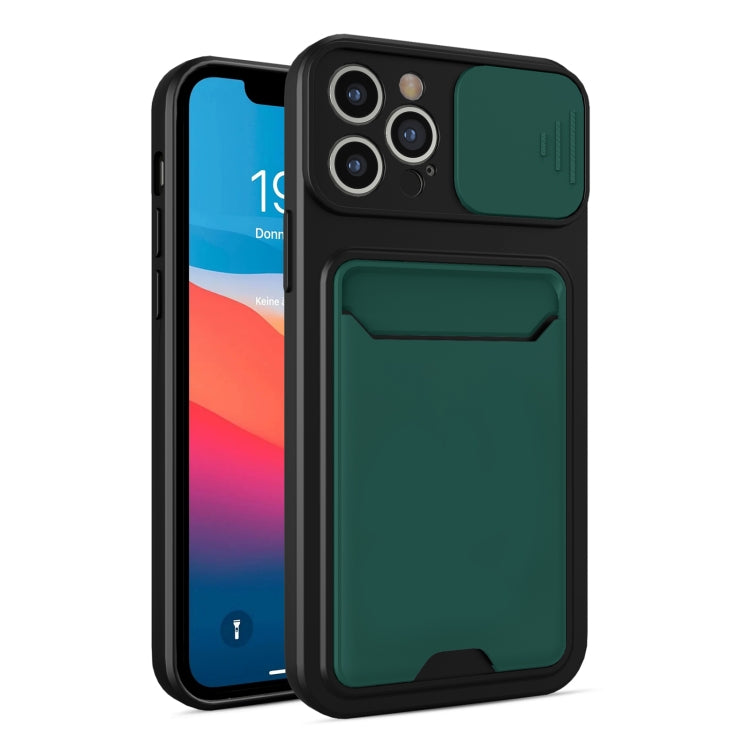 For iPhone 12 Pro Max Sliding Camera Cover Design TPU + PC Shockproof Phone Case with Card Slot