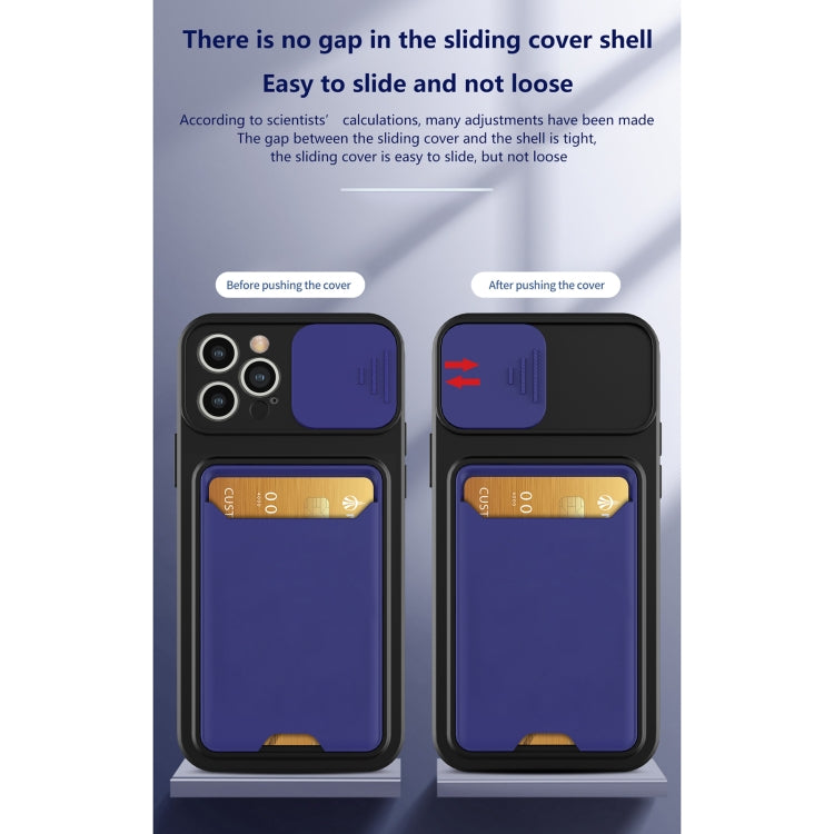 For iPhone 12 Pro Max Sliding Camera Cover Design TPU + PC Shockproof Phone Case with Card Slot