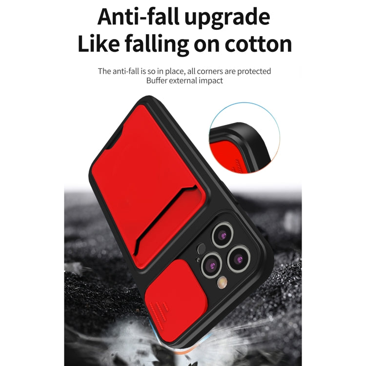 For iPhone 12 Pro Max Sliding Camera Cover Design TPU + PC Shockproof Phone Case with Card Slot