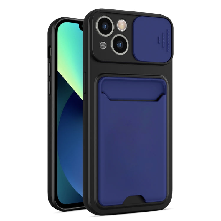 For iPhone 13 mini Sliding Camera Cover Design TPU + PC Shockproof Phone Case with Card Slot