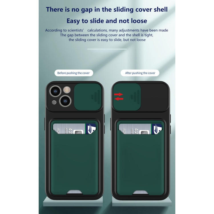 For iPhone 13 mini Sliding Camera Cover Design TPU + PC Shockproof Phone Case with Card Slot