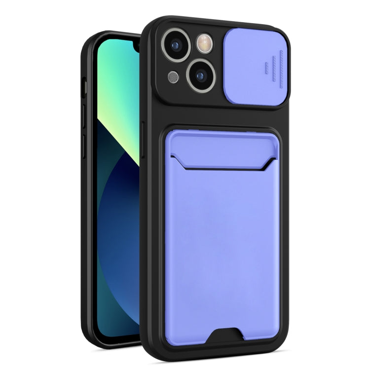 For iPhone 13 mini Sliding Camera Cover Design TPU + PC Shockproof Phone Case with Card Slot
