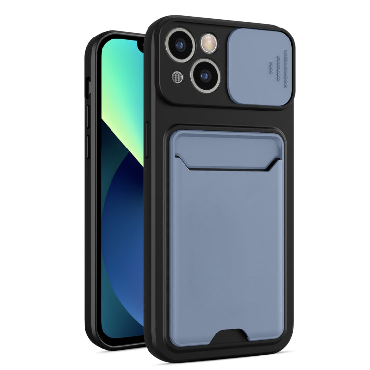 For iPhone 13 mini Sliding Camera Cover Design TPU + PC Shockproof Phone Case with Card Slot