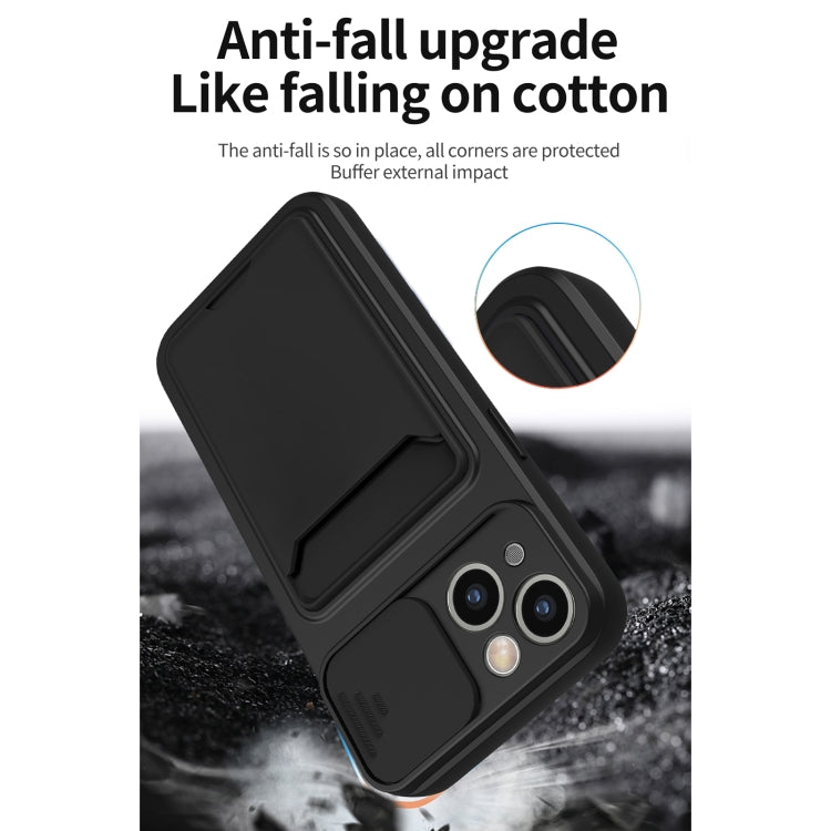 For iPhone 13 mini Sliding Camera Cover Design TPU + PC Shockproof Phone Case with Card Slot