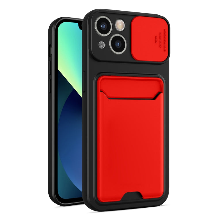 For iPhone 13 mini Sliding Camera Cover Design TPU + PC Shockproof Phone Case with Card Slot