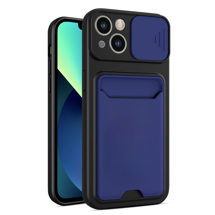For iPhone 13 Sliding Camera Cover Design TPU + PC Shockproof Phone Case with Card Slot