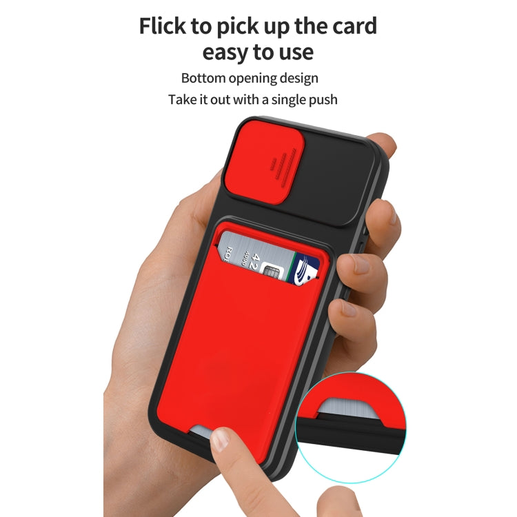 For iPhone 13 Sliding Camera Cover Design TPU + PC Shockproof Phone Case with Card Slot