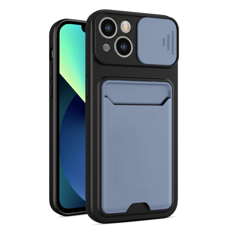 For iPhone 13 Sliding Camera Cover Design TPU + PC Shockproof Phone Case with Card Slot