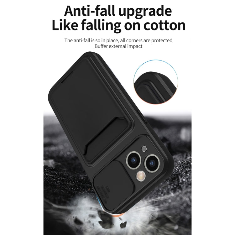 For iPhone 13 Sliding Camera Cover Design TPU + PC Shockproof Phone Case with Card Slot