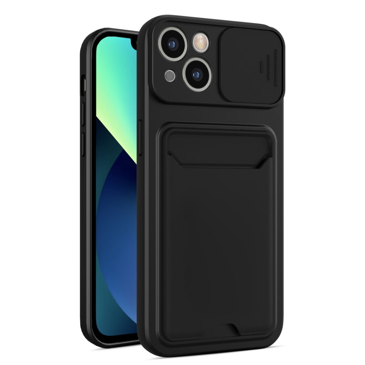 For iPhone 13 Sliding Camera Cover Design TPU + PC Shockproof Phone Case with Card Slot