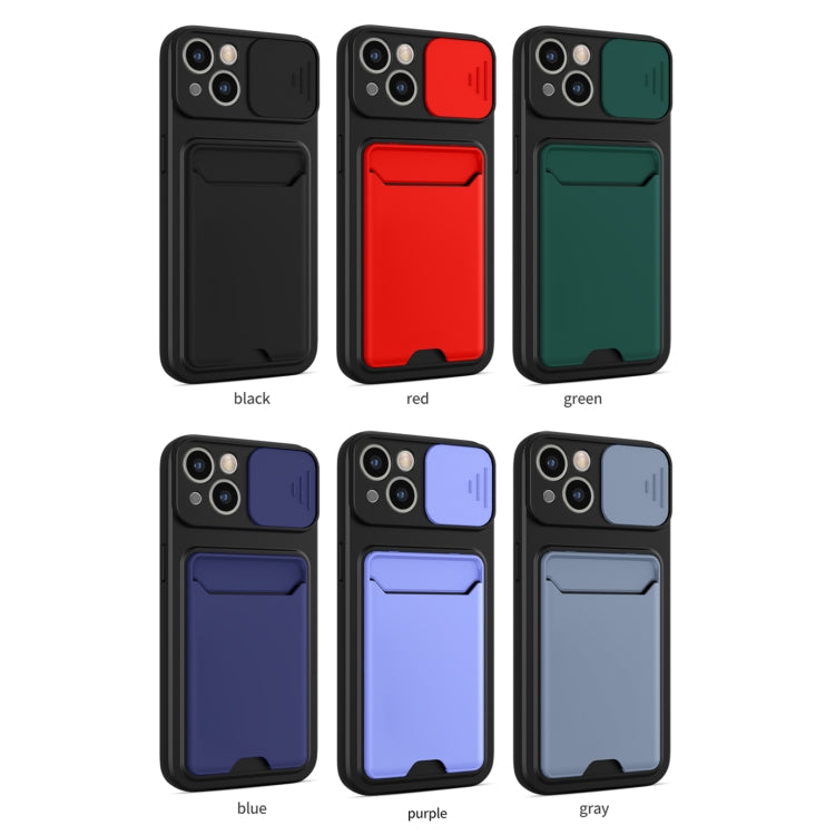 For iPhone 13 Sliding Camera Cover Design TPU + PC Shockproof Phone Case with Card Slot