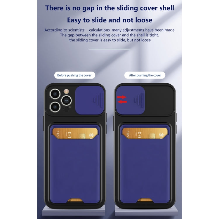 For iPhone 13 Pro Sliding Camera Cover Design TPU + PC Shockproof Phone Case with Card Slot