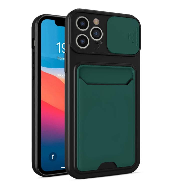 For iPhone 13 Pro Max Sliding Camera Cover Design TPU + PC Shockproof Phone Case with Card Slot