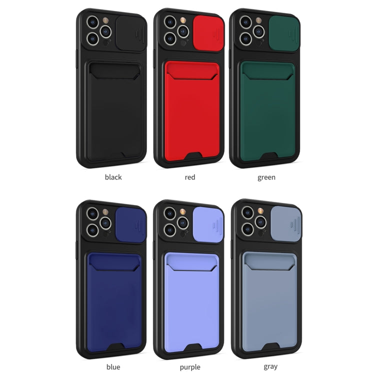 For iPhone 13 Pro Max Sliding Camera Cover Design TPU + PC Shockproof Phone Case with Card Slot