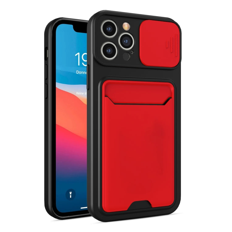 For iPhone 13 Pro Max Sliding Camera Cover Design TPU + PC Shockproof Phone Case with Card Slot