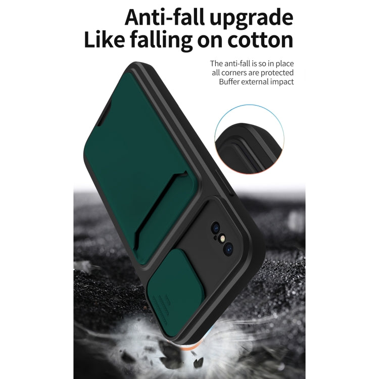 For iPhone X / XS Sliding Camera Cover Design TPU + PC Shockproof Phone Case with Card Slot