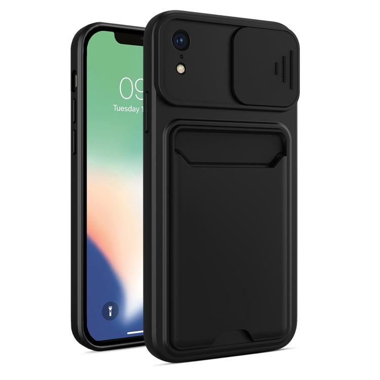 For iPhone XR Sliding Camera Cover Design TPU + PC Shockproof Phone Case with Card Slot