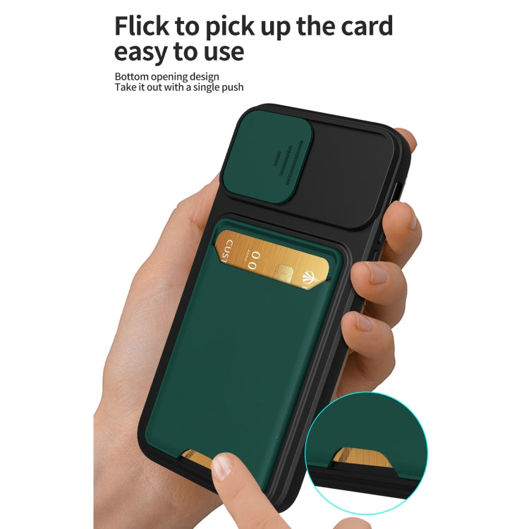 For iPhone XR Sliding Camera Cover Design TPU + PC Shockproof Phone Case with Card Slot