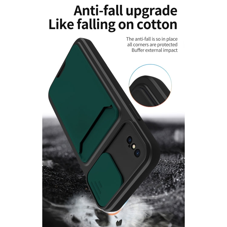 For iPhone XS Max Sliding Camera Cover Design TPU + PC Shockproof Phone Case with Card Slot