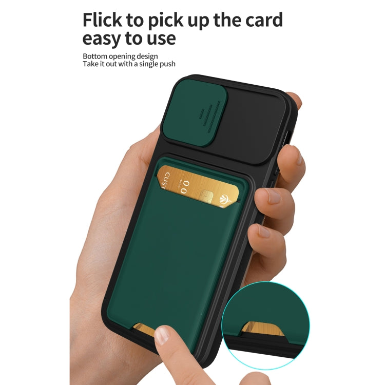 For iPhone XS Max Sliding Camera Cover Design TPU + PC Shockproof Phone Case with Card Slot