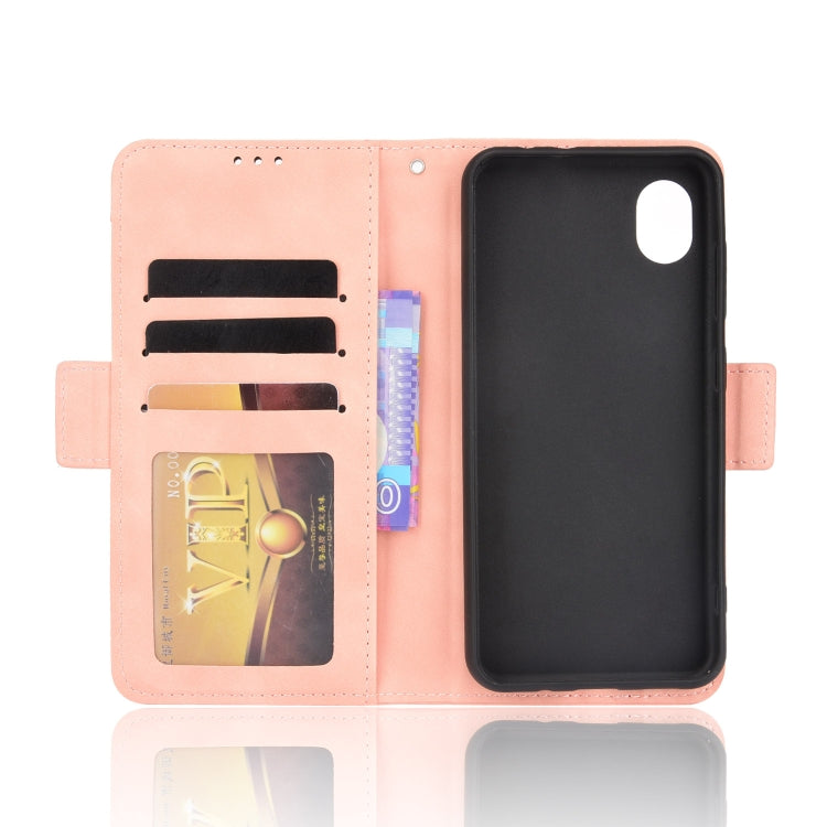 For Samsung Galaxy A22 5G JP Version Skin Feel Calf Pattern Horizontal Flip Leather Phone Case with Holder & Card Slots & Photo Frame