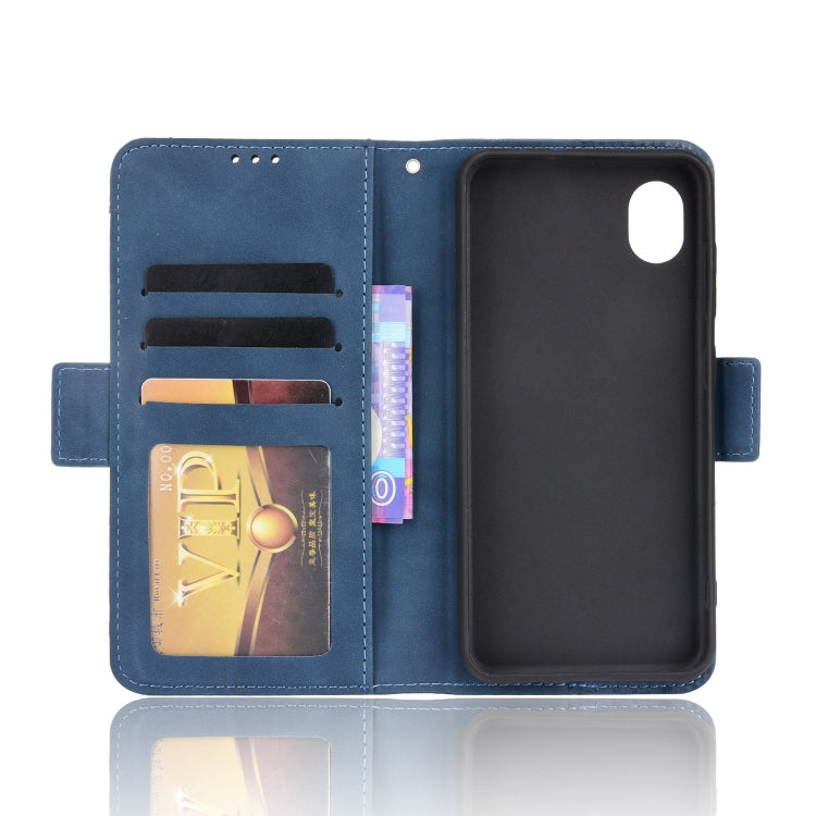 For Samsung Galaxy A22 5G JP Version Skin Feel Calf Pattern Horizontal Flip Leather Phone Case with Holder & Card Slots & Photo Frame