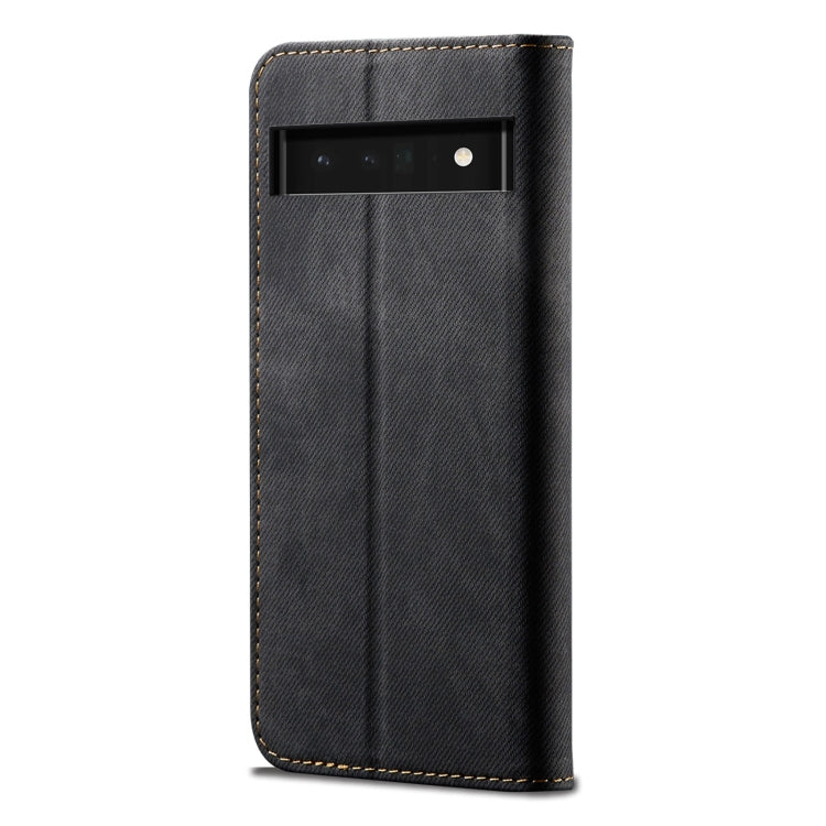 For Google Pixel 6 Denim Texture Casual Style Leather Phone Case with Holder & Card Slots & Wallet