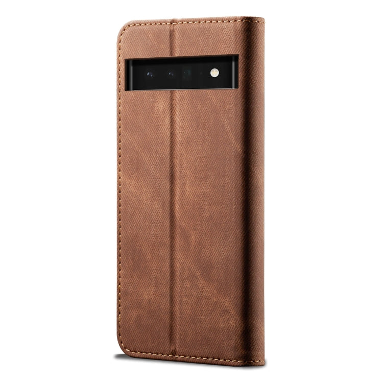For Google Pixel 6 Denim Texture Casual Style Leather Phone Case with Holder & Card Slots & Wallet