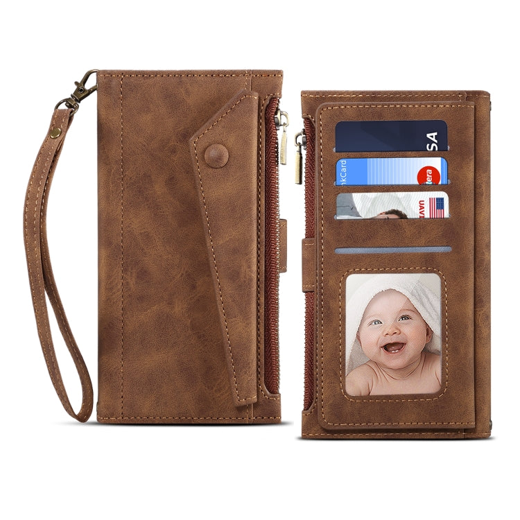 For Google Pixel 6 Retro Frosted Leather Phone Case with Holder & Card Slot & Wallet & Zipper Pocket & Lanyard