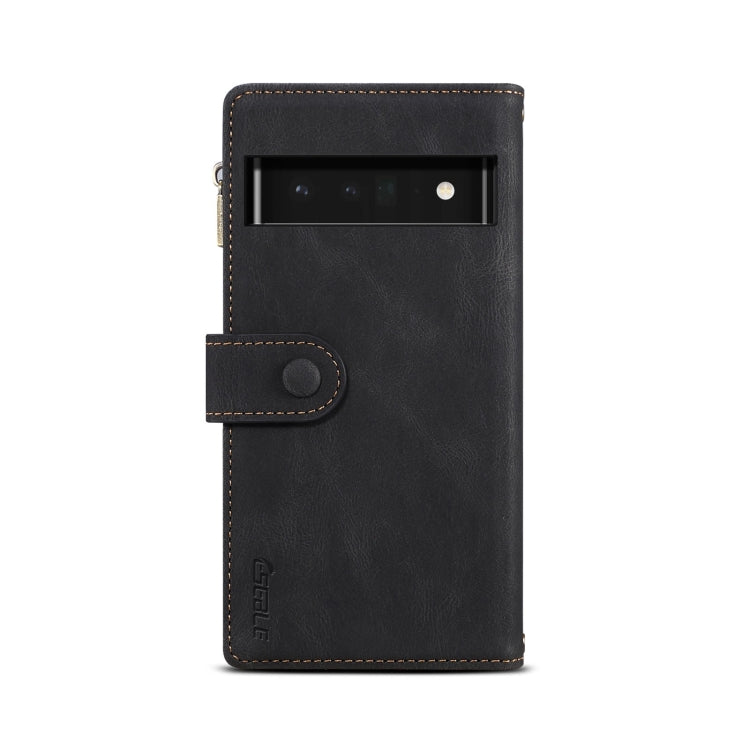 For Google Pixel 6 Pro Retro Frosted Leather Phone Case with Holder & Card Slot & Wallet & Zipper Pocket & Lanyard