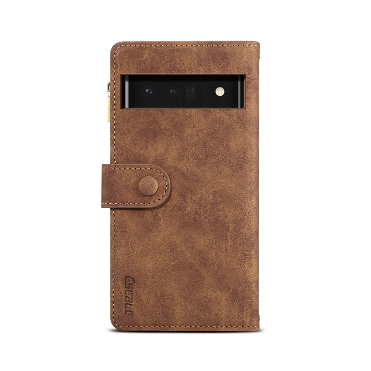 For Google Pixel 6 Pro Retro Frosted Leather Phone Case with Holder & Card Slot & Wallet & Zipper Pocket & Lanyard
