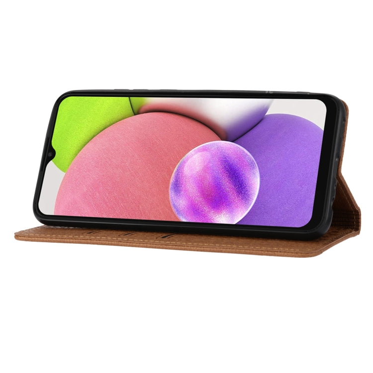 For Samsung Galaxy A03 International Version Woven Texture Stitching Magnetic Horizontal Flip PU Leather Phone Case