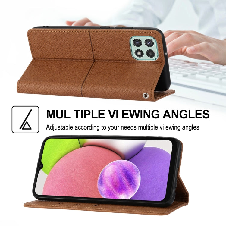 For Samsung Galaxy A03 International Version Woven Texture Stitching Magnetic Horizontal Flip PU Leather Phone Case