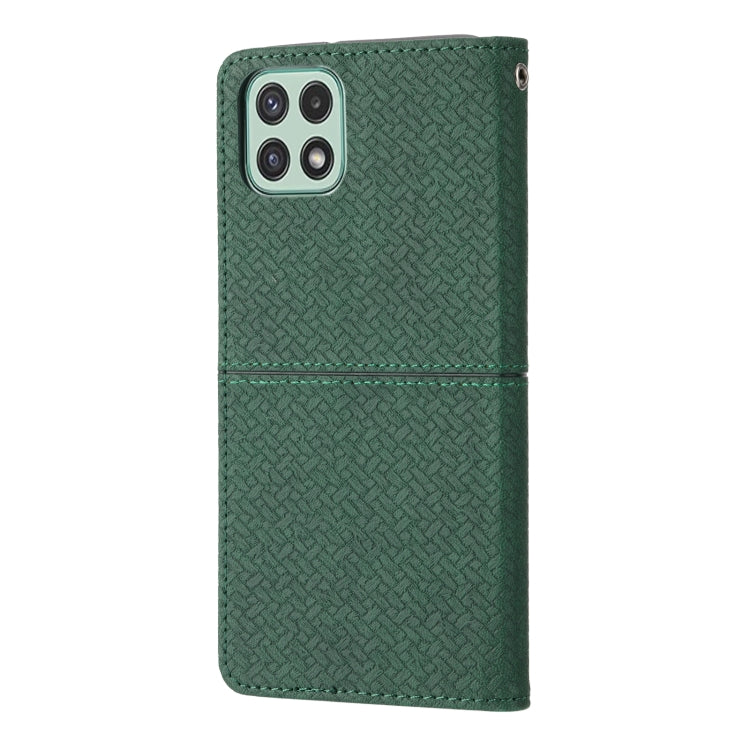 For Samsung Galaxy A03 International Version Woven Texture Stitching Magnetic Horizontal Flip PU Leather Phone Case