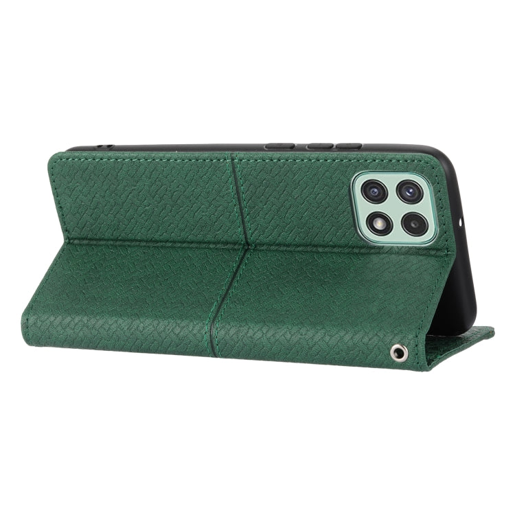For Samsung Galaxy A03 International Version Woven Texture Stitching Magnetic Horizontal Flip PU Leather Phone Case