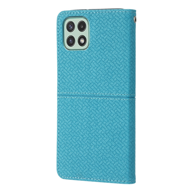 For Samsung Galaxy A03 International Version Woven Texture Stitching Magnetic Horizontal Flip PU Leather Phone Case