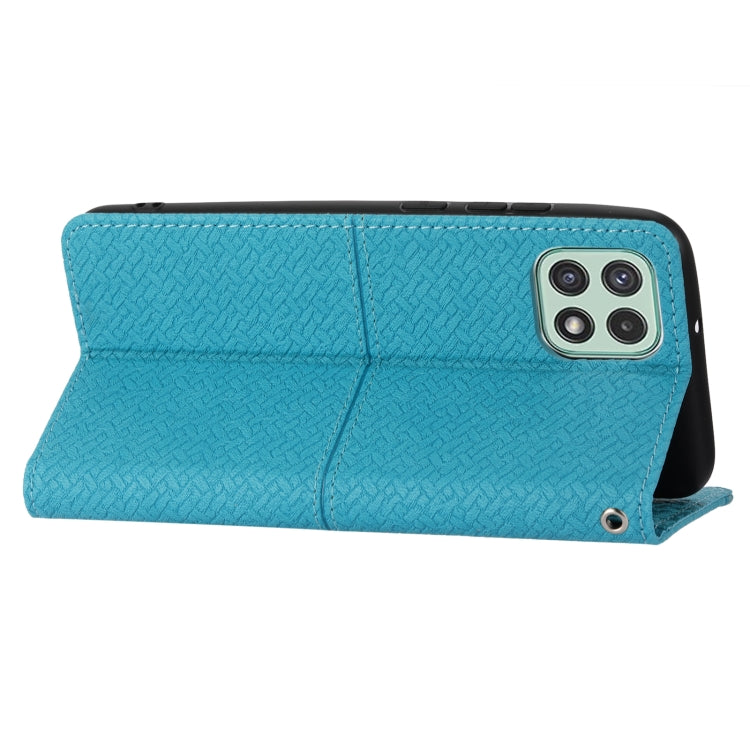 For Samsung Galaxy A03 International Version Woven Texture Stitching Magnetic Horizontal Flip PU Leather Phone Case