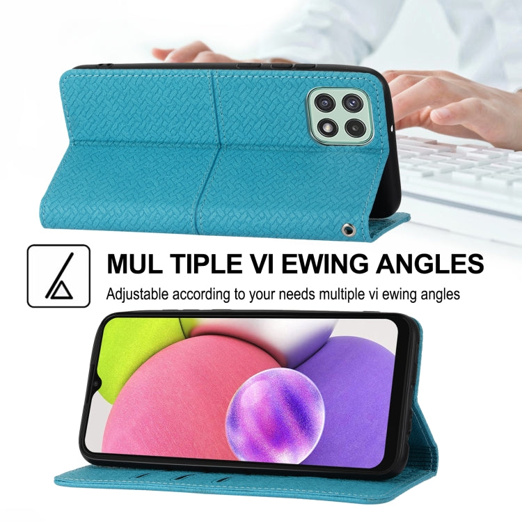For Samsung Galaxy A03 International Version Woven Texture Stitching Magnetic Horizontal Flip PU Leather Phone Case