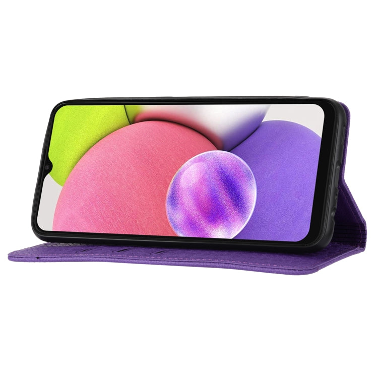 For Samsung Galaxy A03 International Version Woven Texture Stitching Magnetic Horizontal Flip PU Leather Phone Case