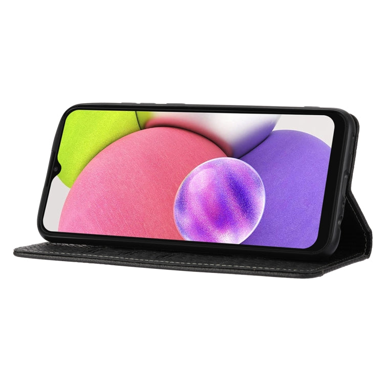 For Samsung Galaxy A03 International Version Woven Texture Stitching Magnetic Horizontal Flip PU Leather Phone Case