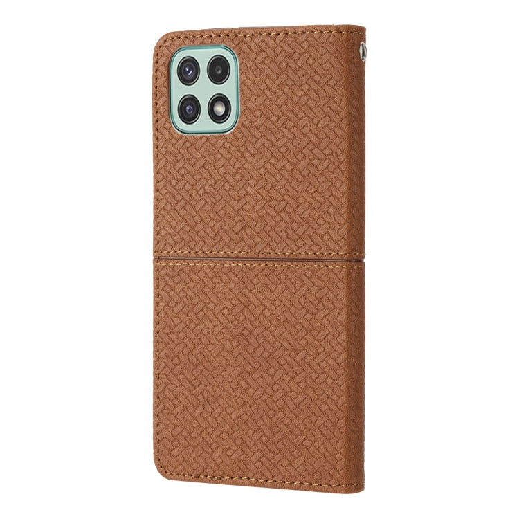 For Samsung Galaxy A03 EU Version Woven Texture Stitching Magnetic Horizontal Flip PU Leather Phone Case
