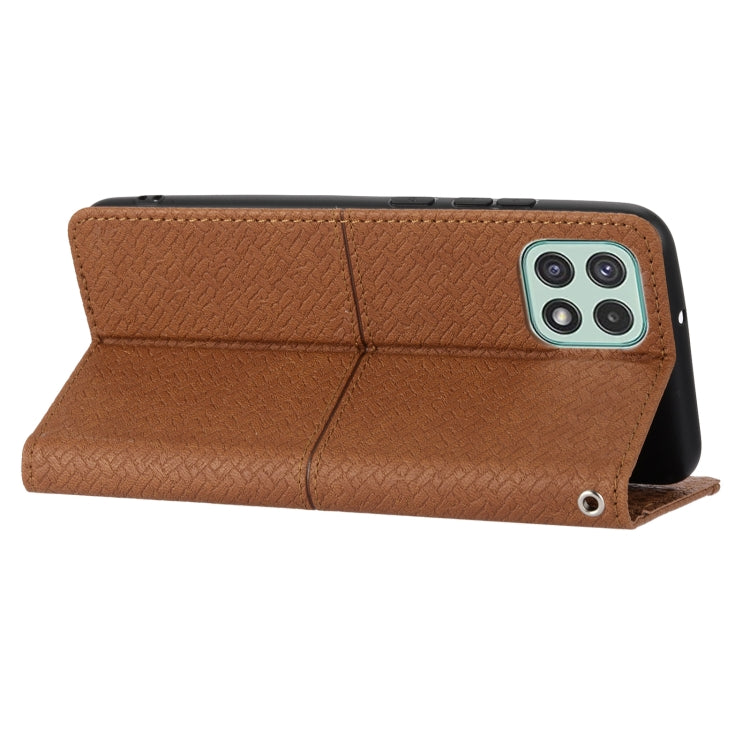 For Samsung Galaxy A03 EU Version Woven Texture Stitching Magnetic Horizontal Flip PU Leather Phone Case