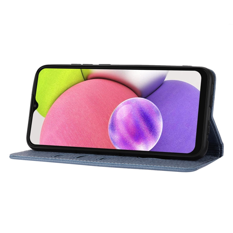 For Samsung Galaxy A03 EU Version Woven Texture Stitching Magnetic Horizontal Flip PU Leather Phone Case