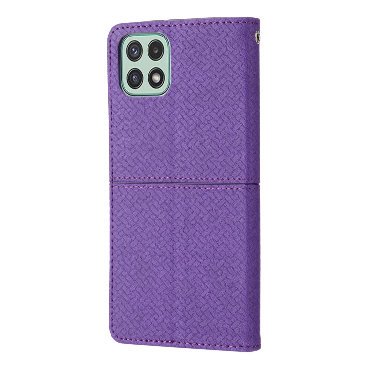 For Samsung Galaxy A03 EU Version Woven Texture Stitching Magnetic Horizontal Flip PU Leather Phone Case