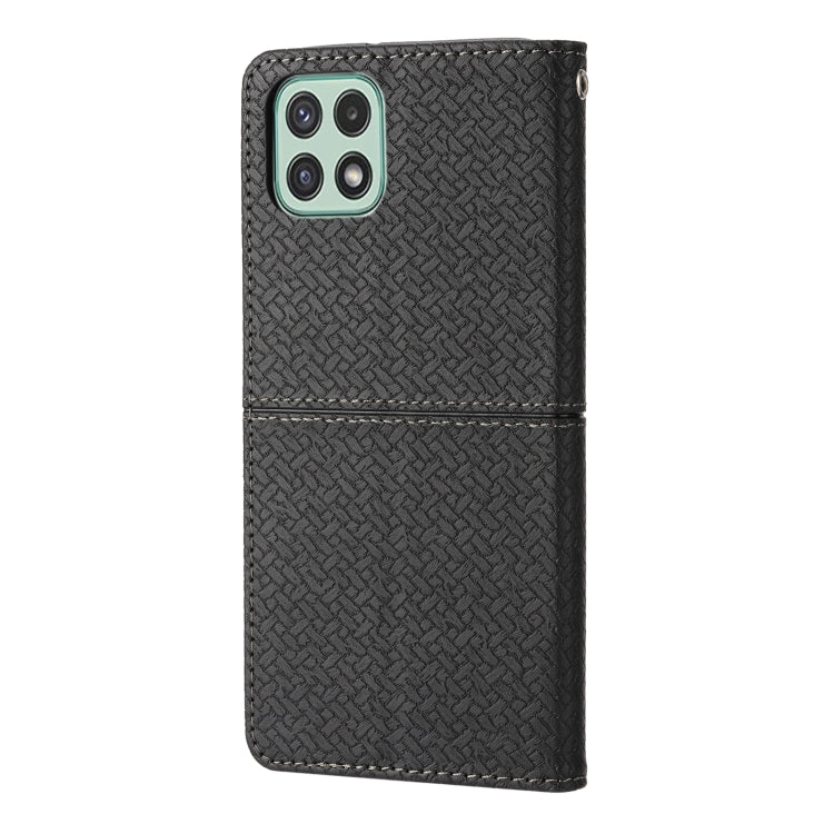 For Samsung Galaxy A03 EU Version Woven Texture Stitching Magnetic Horizontal Flip PU Leather Phone Case
